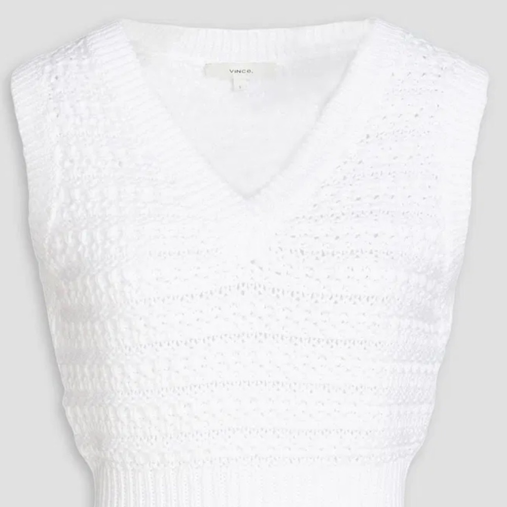 White V-Neck Knit Sweater Vest